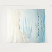 Tenture Aquarelle Plage Bleu & Mariage de sable fond (Devant (Horizontal))
