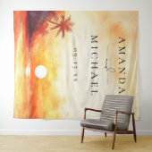 Tenture Aquarelle Plage Coucher de soleil Mariage fond pho (En situation (horizontale))