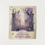 Tenture Aquarelle Porte gothique Entrée Halloween Bienvenu (Devant)