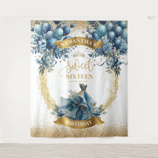 Tenture Aquarelle Robe Bleue Douce 16 Bannière Parties sci (Devant)