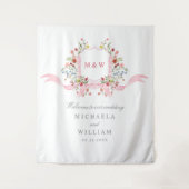 Tenture Aquarelle rose Botanique Régence Crest Mariage (Devant)