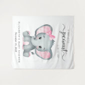 Tenture Aquarelle rose éléphant Bébé Fille Douche fond (Devant (Horizontal))