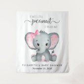Tenture Aquarelle rose éléphant Bébé Fille Douche fond (Devant)