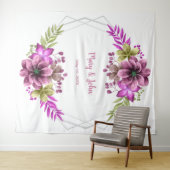 Tenture Aquarelle rose et vert Mariage Floral Photo (En situation (horizontale))