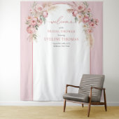 Tenture Aquarelle rose pâle fleurs boho Fête des mariées (En situation)