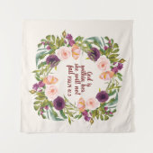 Tenture Aquarelle rose pourpre Floral Bible chrétienne (Devant (Horizontal))