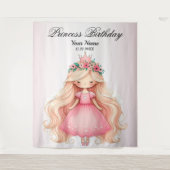 Tenture Aquarelle rose princesse Anniversaire (Devant)