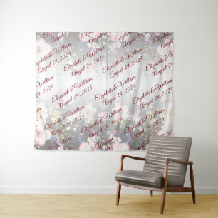 Tenture Aquarelle rose Roses jaunes, noir flou, Mariage