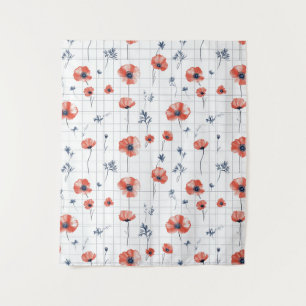 Tenture Aquarelle rouge Motif sur blanc