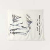 Tenture Aquarelle rustique Ski neige montagne hiver (Devant (Horizontal))