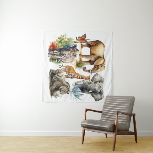 Tenture Aquarelle Safari (En situation (horizontale))