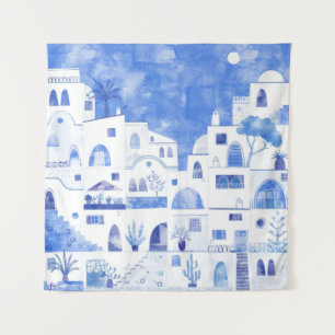 Tenture Aquarelle Santorin Grèce