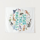 Tenture Aquarelle Sauvez les animaux (Devant (Horizontal))
