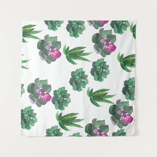 Tenture Aquarelle Succulente Conception Motif transparente (Devant (Horizontal))