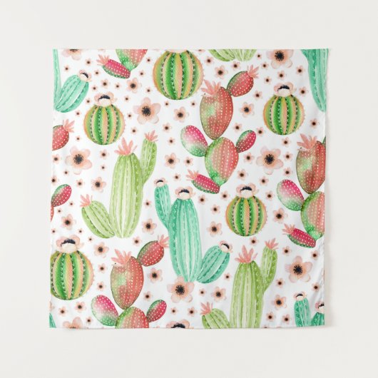 Tenture Aquarelle succulents, cactus sans couture motif. (Devant)