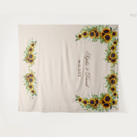 Tenture Aquarelle Sunflowers Mariage Photo Booth fond (Devant (Horizontal))