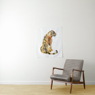 Tenture Aquarelle Tiger assis