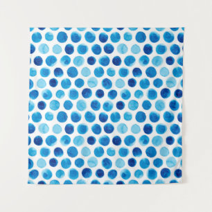 Tenture Aquarelle transparente motif avec pois bleus
