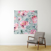 Tenture Aquarelle transparente motif de la pivoine et fleu (En situation (horizontale))