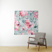 Tenture Aquarelle transparente motif de la pivoine et fleu (En situation)