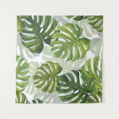 Tenture Aquarelle tropicale de Monstera verte (Devant (Horizontal))