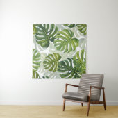 Tenture Aquarelle tropicale de Monstera verte (En situation (horizontale))