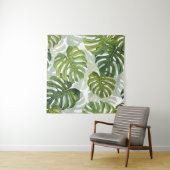Tenture Aquarelle tropicale de Monstera verte (En situation)