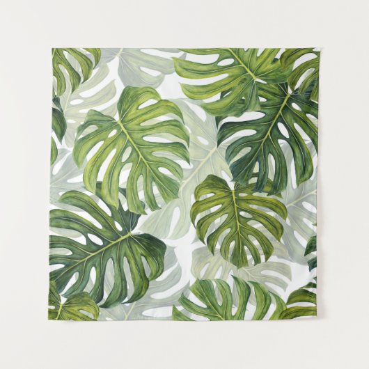 Tenture Aquarelle tropicale de Monstera verte (Devant)