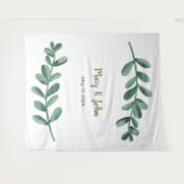 Tenture Aquarelle Vert Feuille Mariage fond photo (Devant (Horizontal))