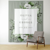 Tenture Aquarelle verte Sage Floral Photo Booth fond (En situation)