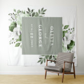 Tenture Aquarelle verte Sage Floral Photo Booth fond (En situation (horizontale))
