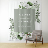 Tenture Aquarelle verte Sage Floral Photo Booth fond (En situation)