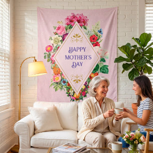 Tenture Aquarelle Vintage Fleur de Jardin Rose