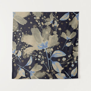 Tenture Aquarelle Vintage florale : Arrière - plan noir