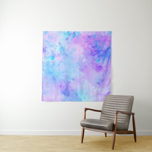 Tenture Aquarelle violette et turquoise (En situation (horizontale))