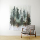 Tenture Aquarelles Arbres rustiques Wilderness arrière-pla (En situation)