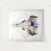 Tenture Aquarelles boho, crâne de taureau de dragage géomé (Devant (Horizontal))