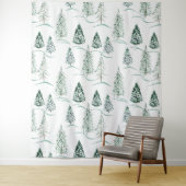 Tenture Aquarelles de Noël. Forêt d'hiver. (En situation)