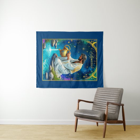 Tenture Aquarius Zodiac Sign Under a Starry Sky (En situation (horizontale))