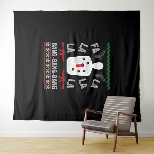 Tenture AR15 Gun Point Vilain Sweater de Noël Cadeau cadea (En situation (horizontale))