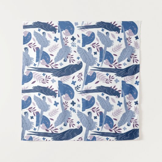 Tenture Ara Parrot bleu dessin Tropical Leave Motif (Devant (Horizontal))