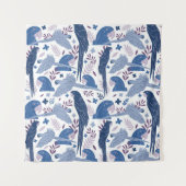 Tenture Ara Parrot bleu dessin Tropical Leave Motif (Devant)