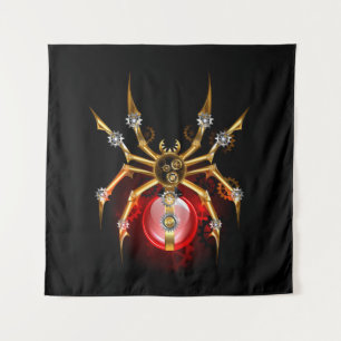 Tenture Araignée steampunk sur fond noir