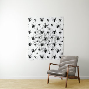 Tenture Araignées noir blanc toile d'araignée motif Hallow