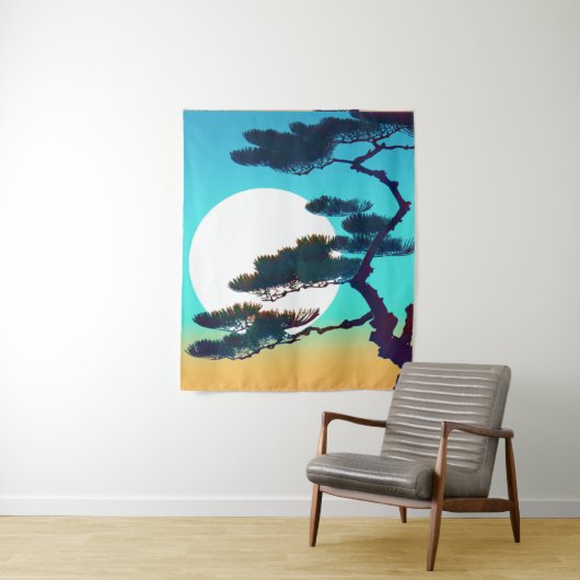 Tenture Arbre Cypress et Pleine lune (En situation)