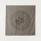 Tenture Arbre de la vie avec le cuir et l'or beiges de (Devant (Horizontal))