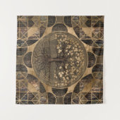 Tenture Arbre de la vie - Yggdrasil - bois et or (Devant (Horizontal))