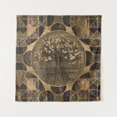 Tenture Arbre de la vie - Yggdrasil - bois et or (Devant)