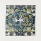 Tenture Arbre de la vie - Yggdrasil - marbre et or (Devant (Horizontal))