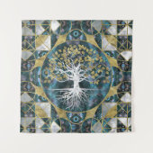 Tenture Arbre de la vie - Yggdrasil - marbre et or (Devant)
